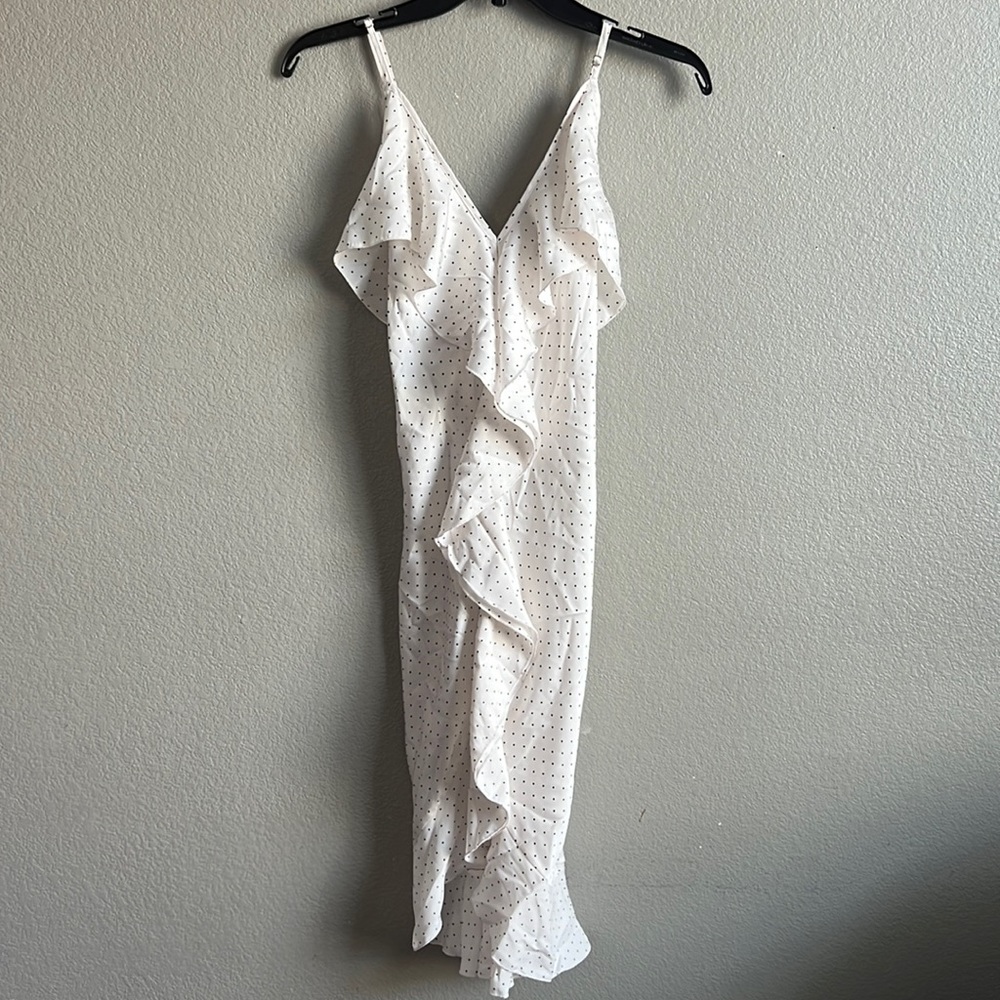 Victoria’s Secret white black dots raffle slip dress